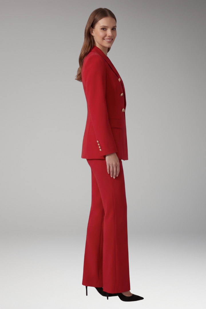 Women's Two Piece Set with Lapel Collar Blazer and Trousers 2