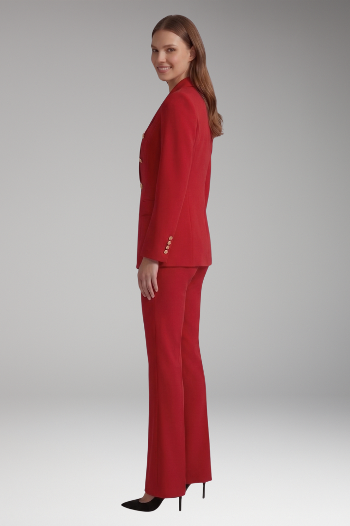 Women's Two Piece Set with Lapel Collar Blazer and Trousers 3