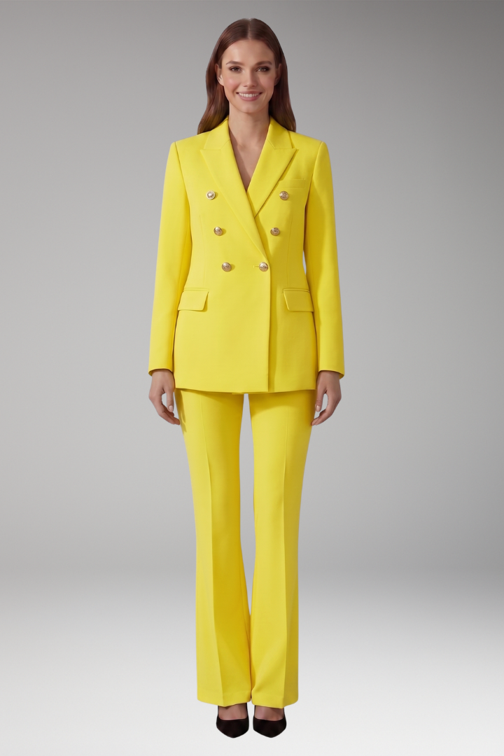 Women's Two Piece Set with Lapel Collar Blazer and Trousers 5