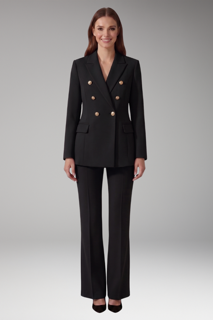 Women's Two Piece Set with Lapel Collar Blazer and Trousers 6
