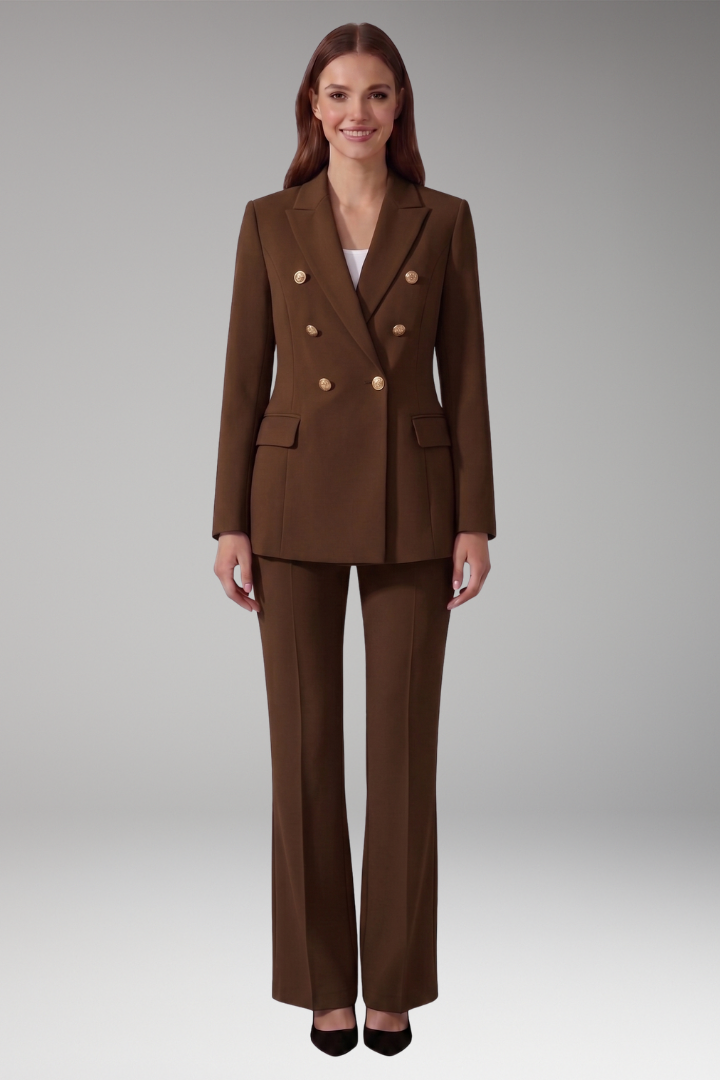 Women's Two Piece Set with Lapel Collar Blazer and Trousers 7