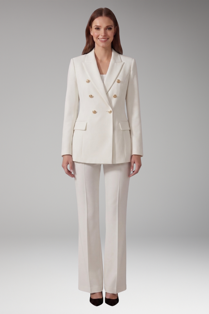 Women's Two Piece Set with Lapel Collar Blazer and Trousers 8
