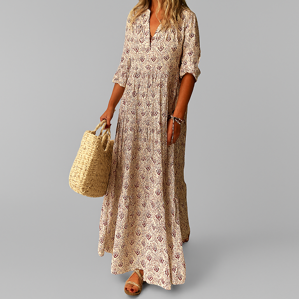 Women’s Vintage Print Lightweight Cotton Maxi Dress 0