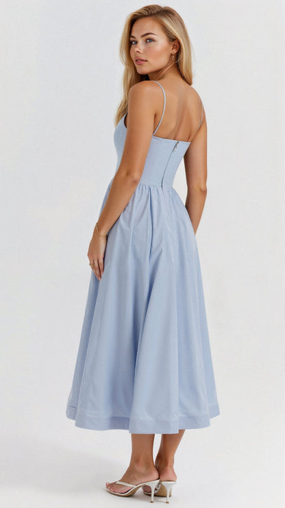 Ascot Style A-Line Midi Dress for Special Occasions