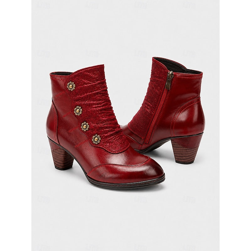 Women's Ankle Boots | Block Heel & Easy Zip Fastening