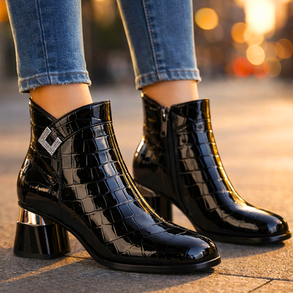 Harper Lane Gator Ankle Boots — close-up detail
