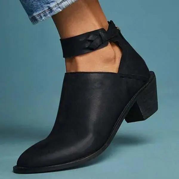 Women's Ankle Boots | Knotted Ankle Strap, Block Heel