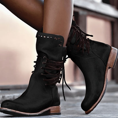 Micah | Women's Lace-Up Leather-Look Mid-Calf Ankle Boots