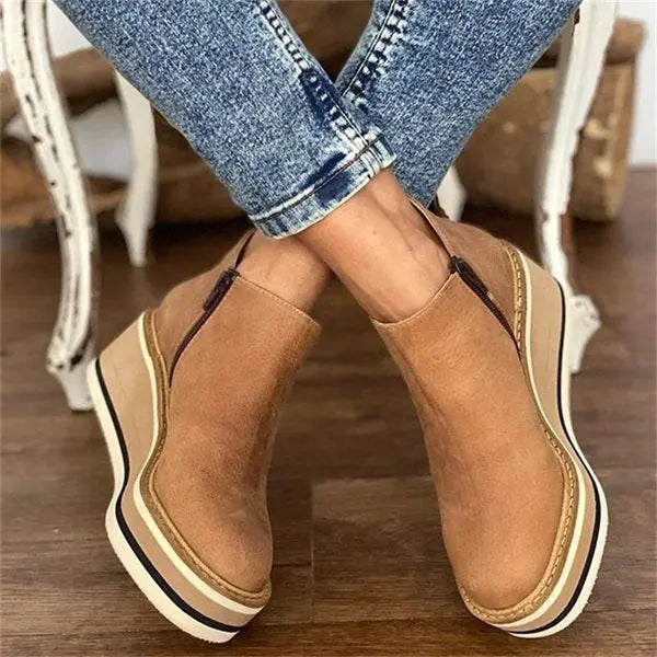 Women's Ankle Boots | Platform Wedge, V-Cut Collar