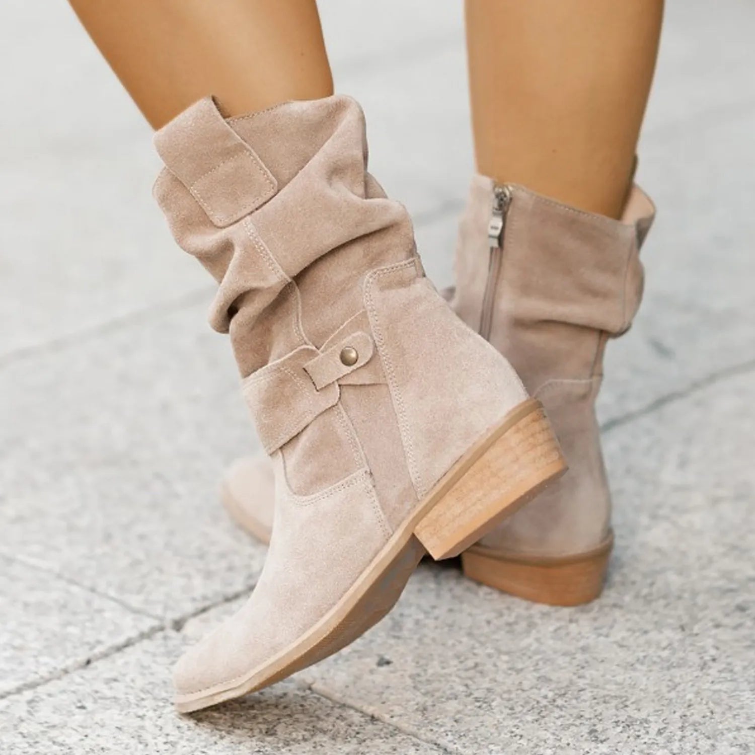 Women's Ankle Boots | Slouchy Suede, Buckle Strap Detail