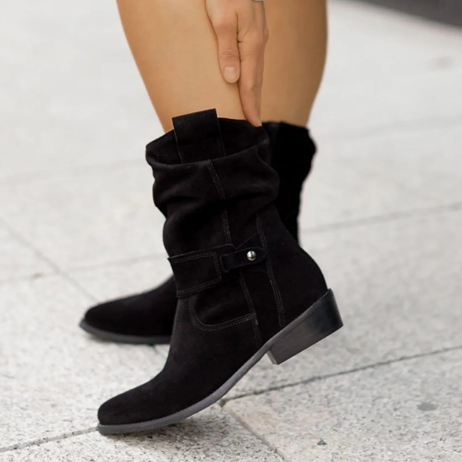 Women's Ankle Boots | Slouchy Suede, Buckle Strap Detail