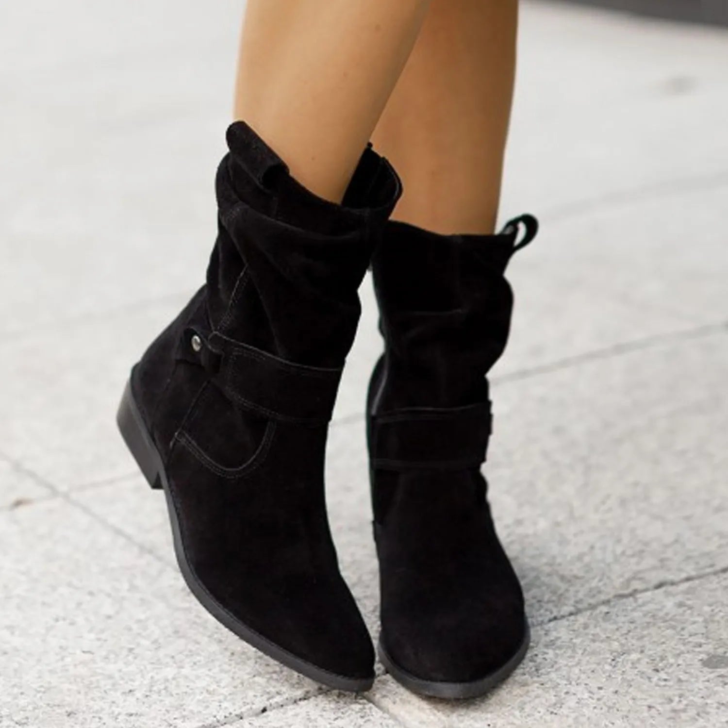 Women's Ankle Boots | Slouchy Suede, Buckle Strap Detail