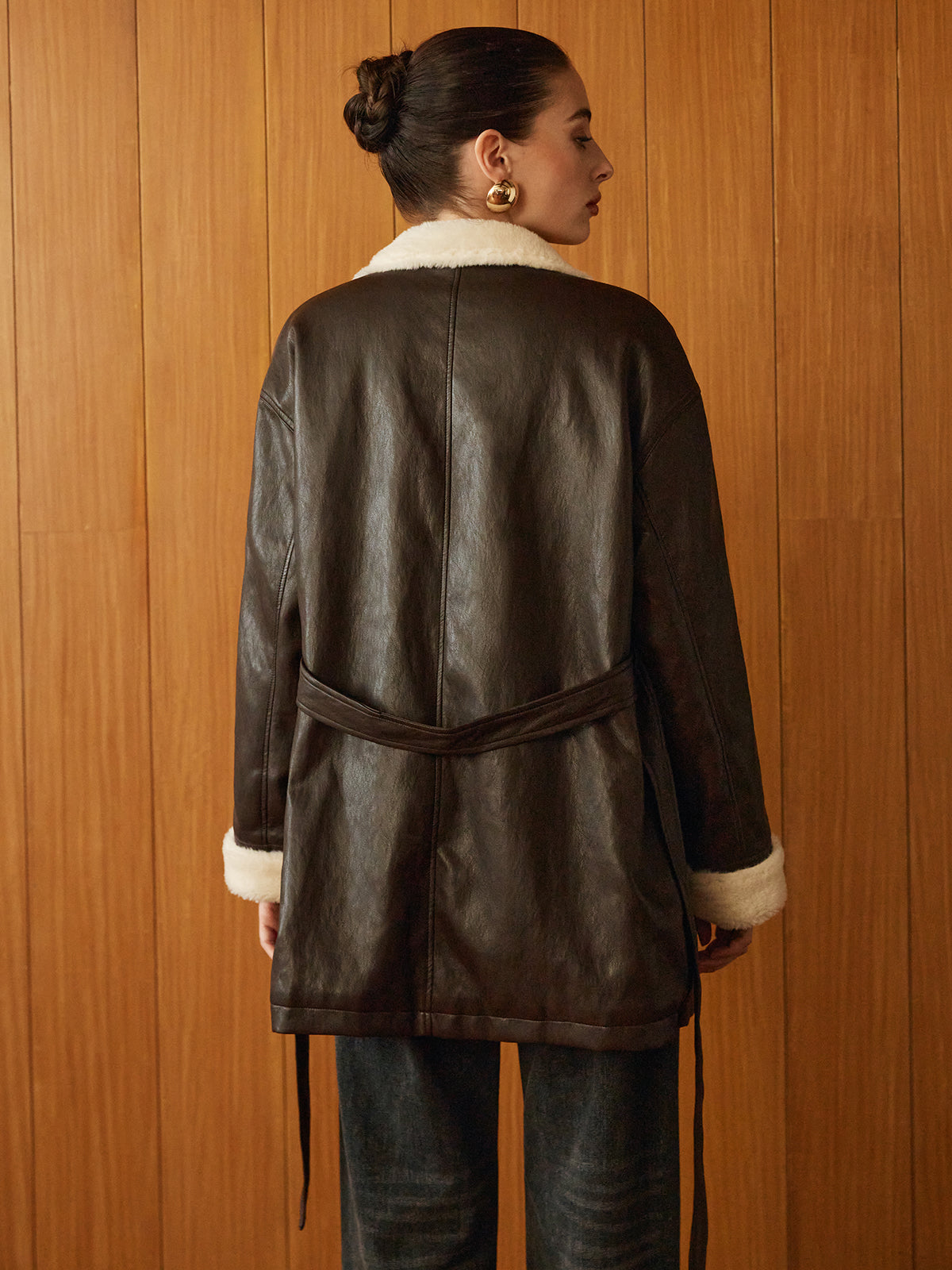 Women's Aviator Coat | Belted Waist & Cosy Lining