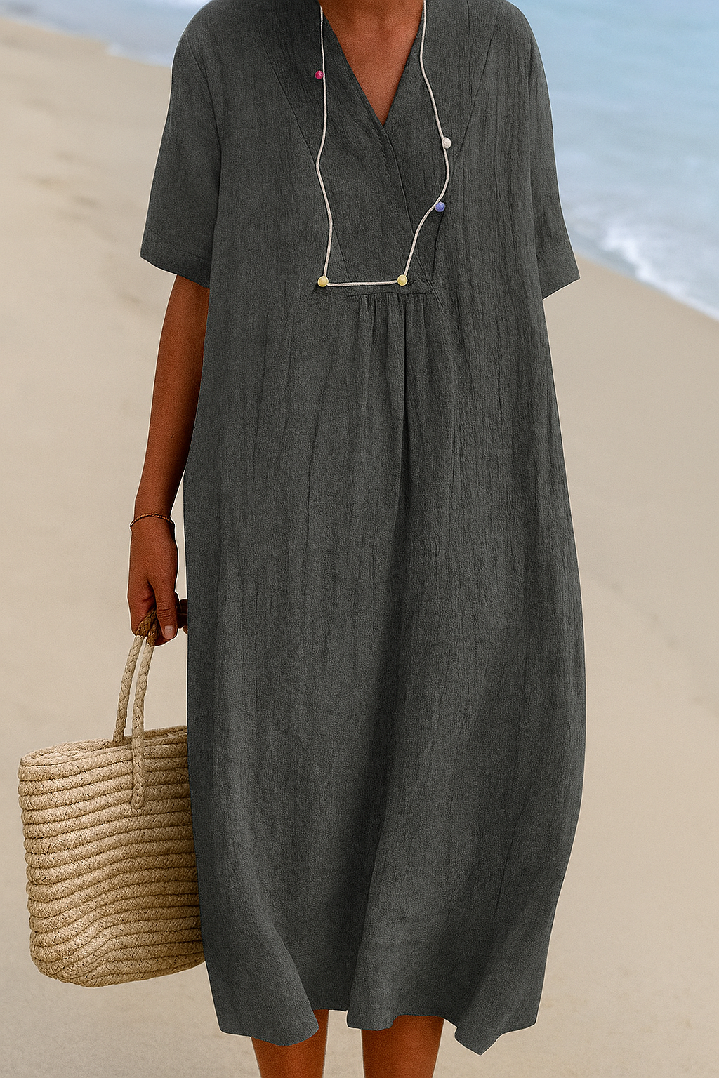 Women's Beach Dress | V-Neck Short Sleeve