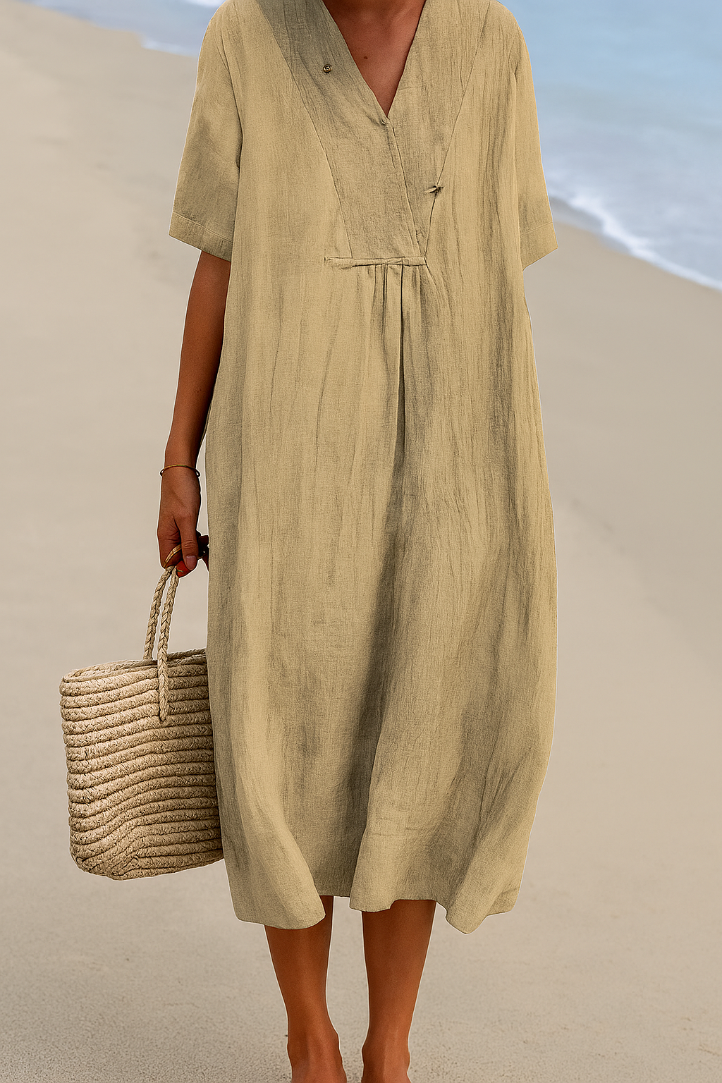 Women's Beach Dress | V-Neck Short Sleeve