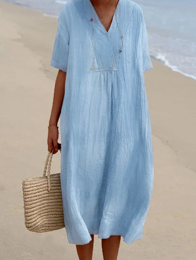Women's Beach Dress | V-Neck Short Sleeve