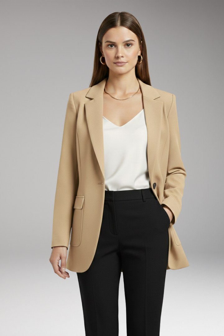 Women's Blazer | Notch Lapel, Single Button, Flap Pockets
