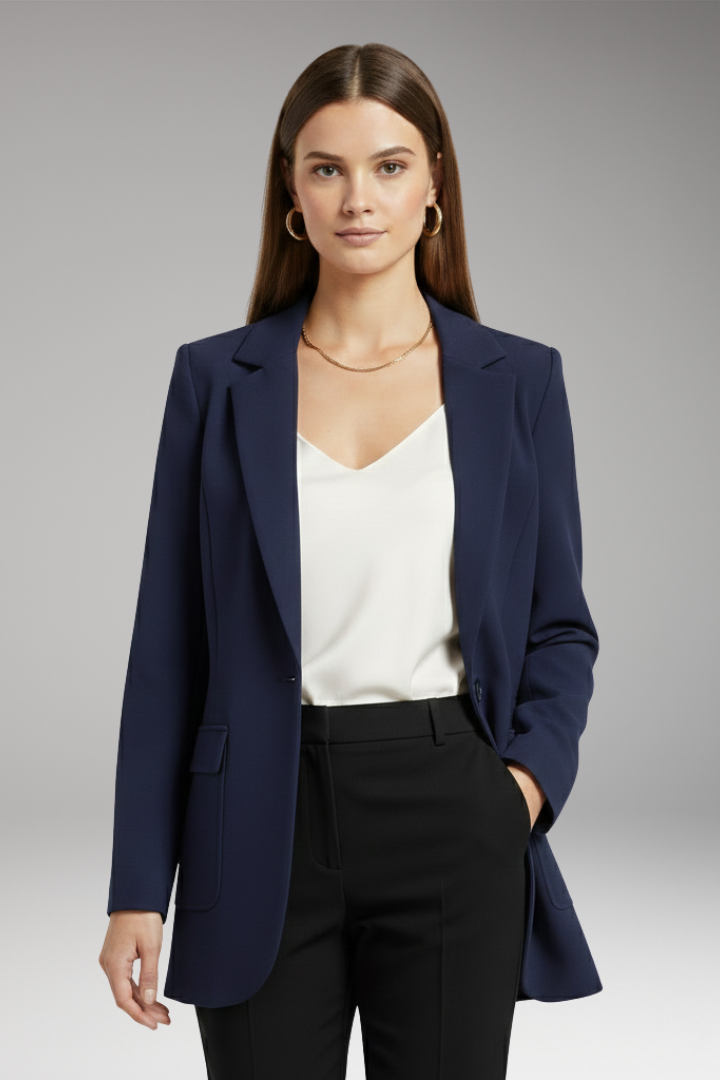 Women's Blazer | Notch Lapel, Single Button, Flap Pockets