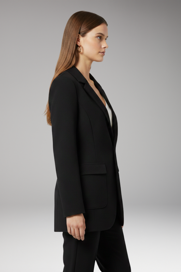 Women's Blazer | Notch Lapel, Single Button, Flap Pockets