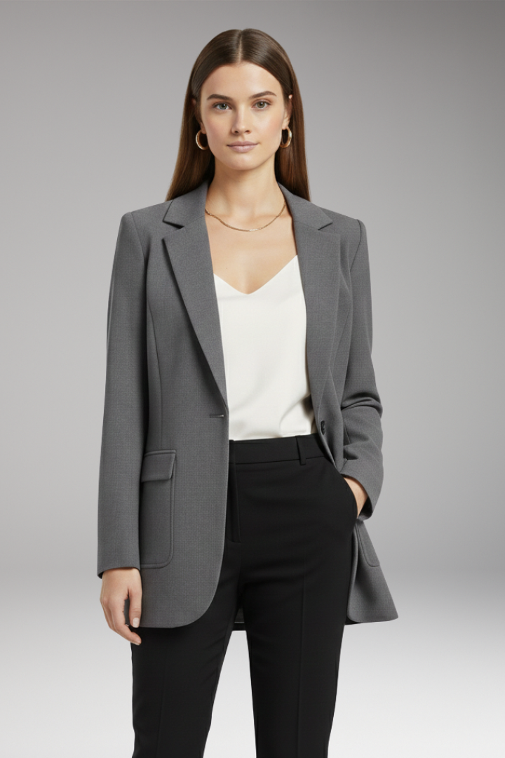 Women's Blazer | Notch Lapel, Single Button, Flap Pockets