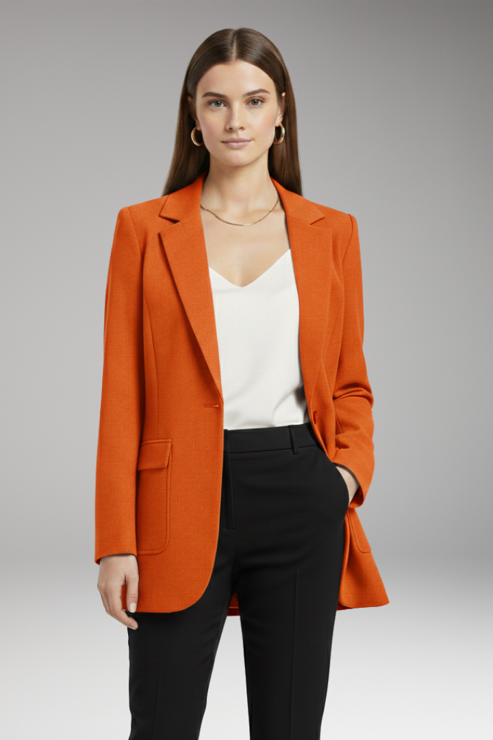 Women's Blazer | Notch Lapel, Single Button, Flap Pockets