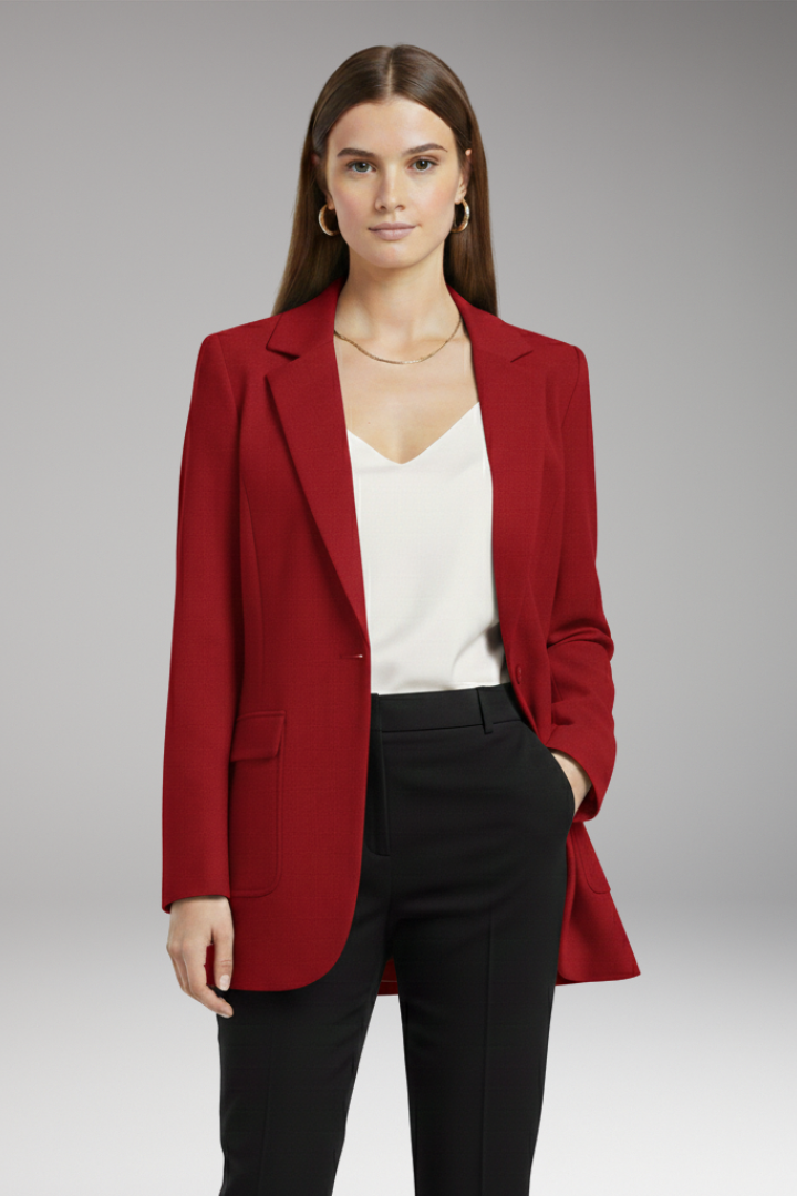 Women's Blazer | Notch Lapel, Single Button, Flap Pockets