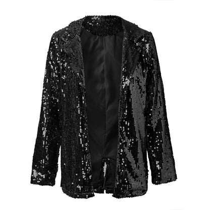 Women's Blazer | Open Front, All-Over Sequin Shine