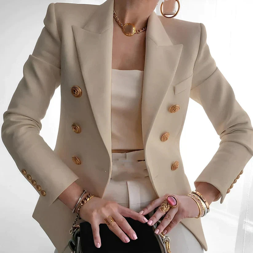Women's Blazer | Sharp Shoulders, Six Gold-Tone Buttons
