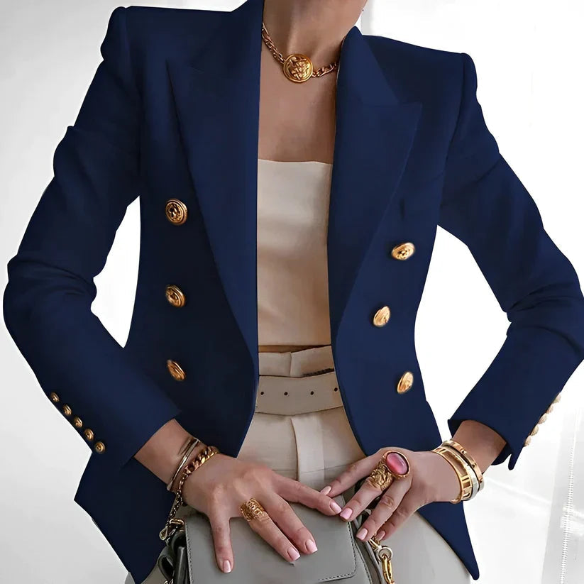 Women's Blazer | Sharp Shoulders, Six Gold-Tone Buttons