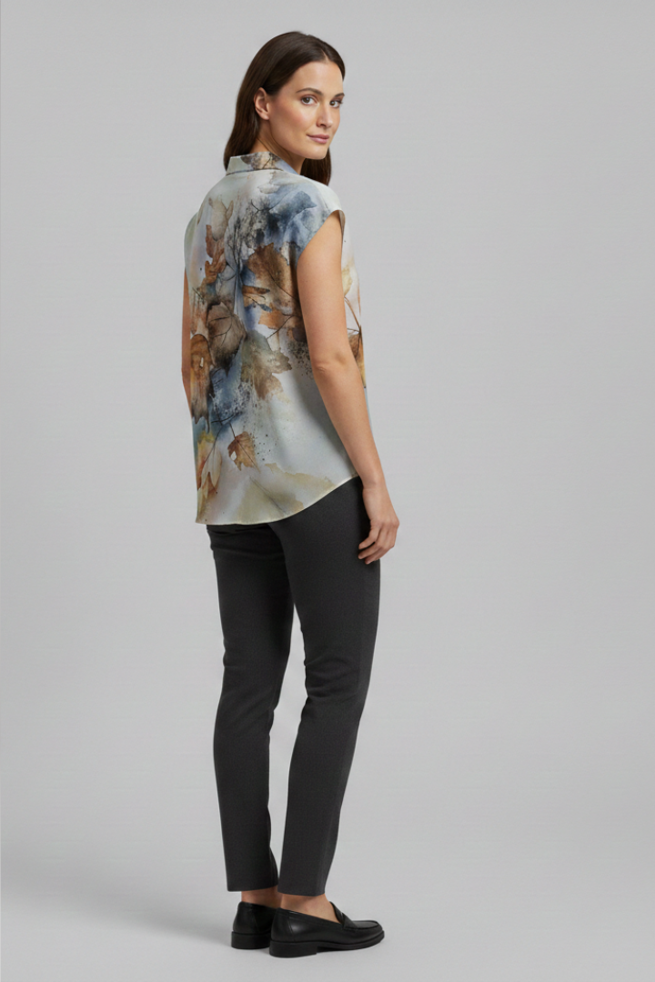 Women's Blouse | Cap Sleeve Collared Button Front Top