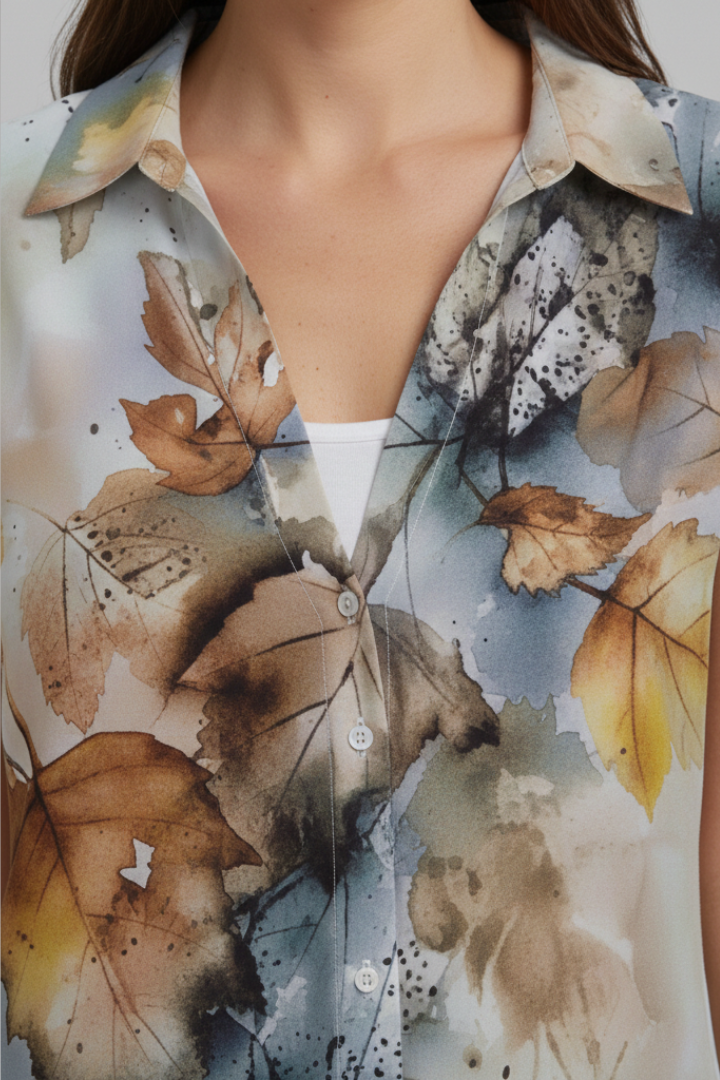 Women's Blouse | Cap Sleeve Collared Button Front Top