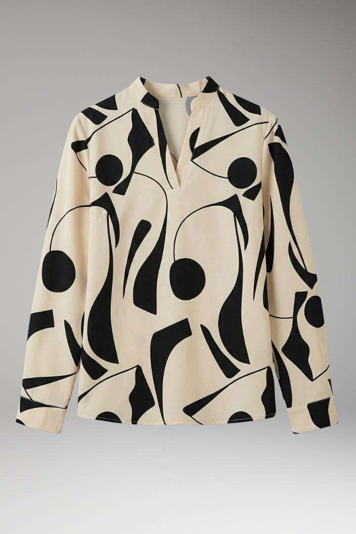 Women's Blouse | Covered Button Front With A Stand Collar