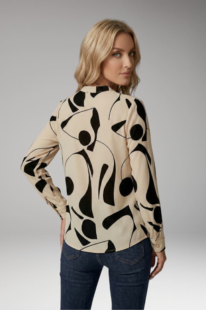 Women's Blouse | Covered Button Front With A Stand Collar