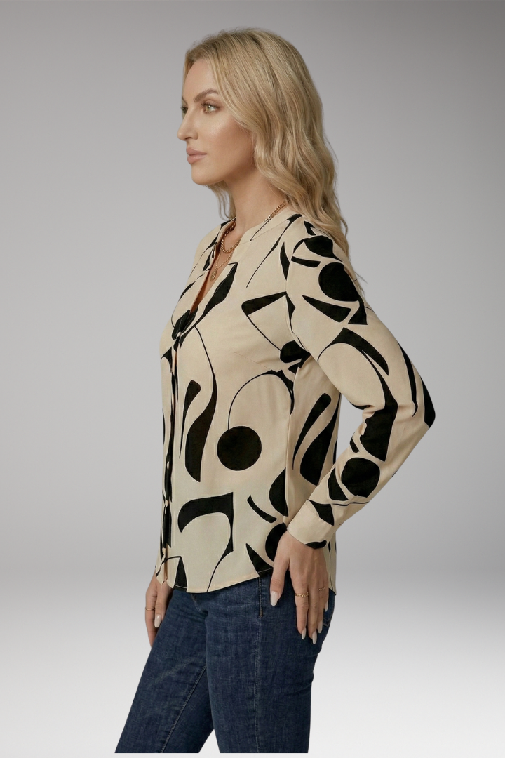 Women's Blouse | Covered Button Front With A Stand Collar