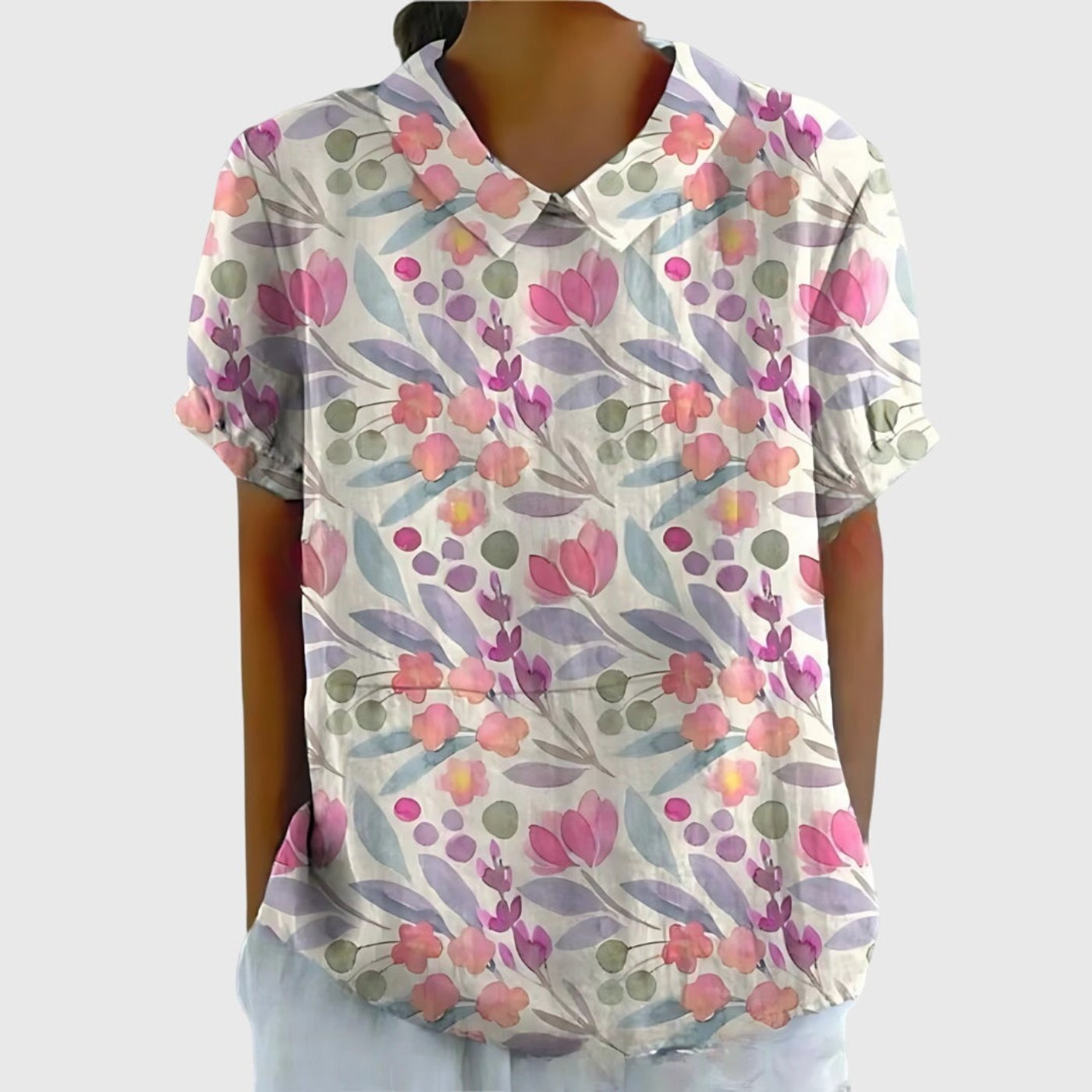 Women's Blouse | Floral Print Collared Design