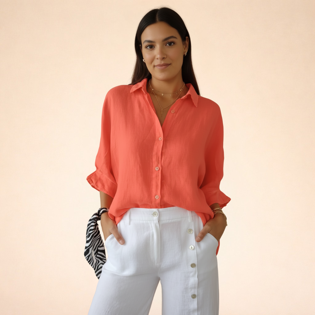 Women's Blouse | Oversized Linen Button-Up Shirt