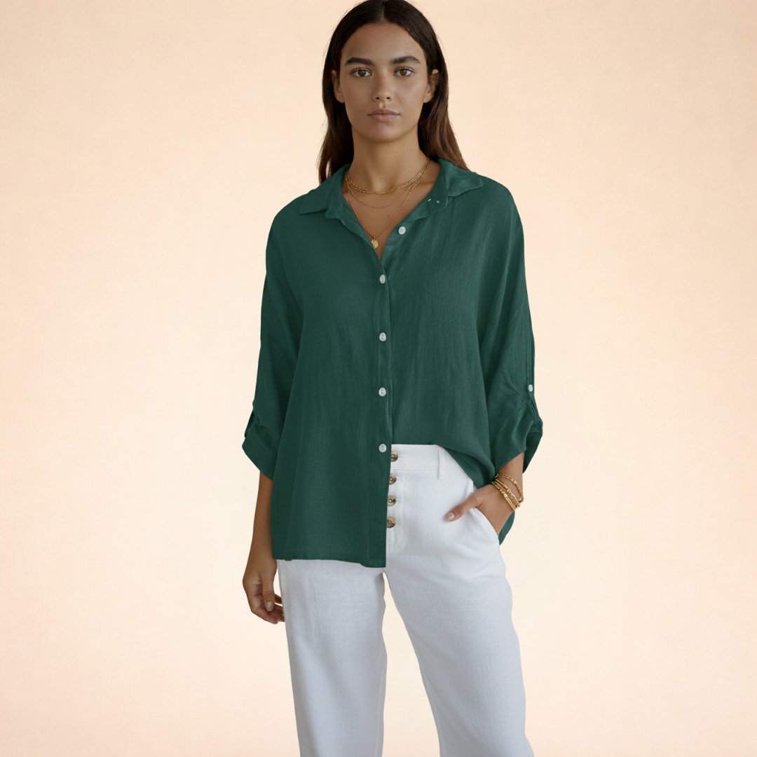 Women's Blouse | Oversized Linen Button-Up Shirt