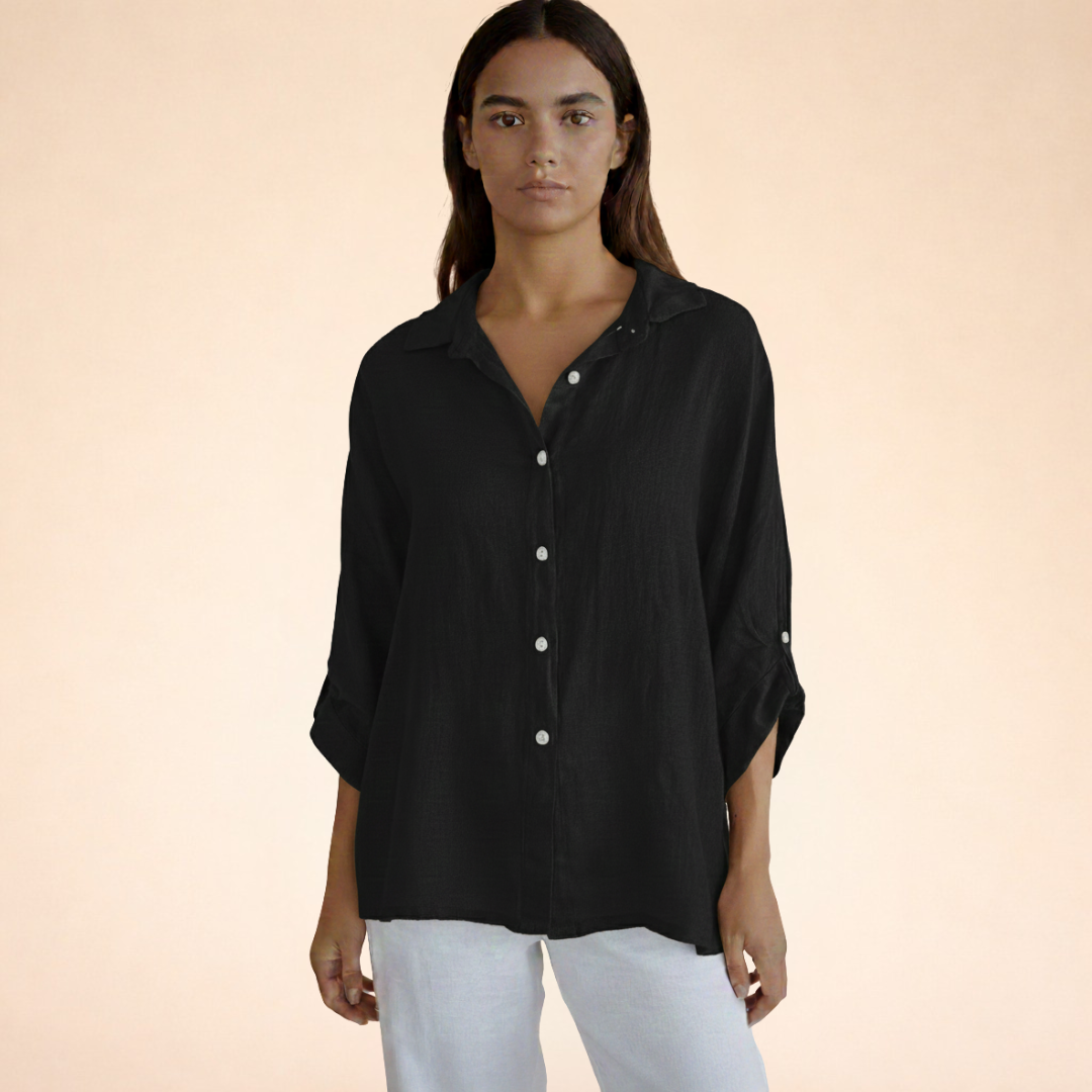 Women's Blouse | Oversized Linen Button-Up Shirt