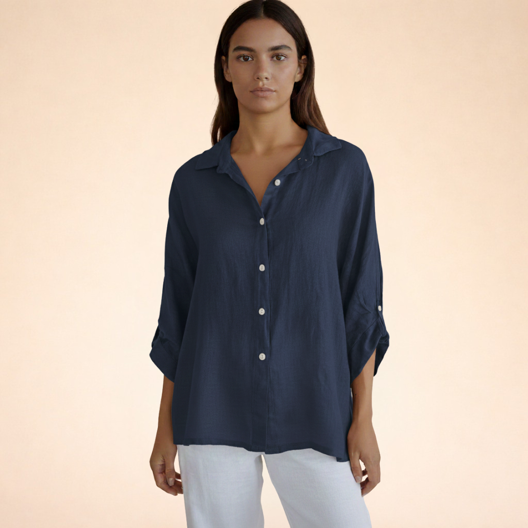 Women's Blouse | Oversized Linen Button-Up Shirt