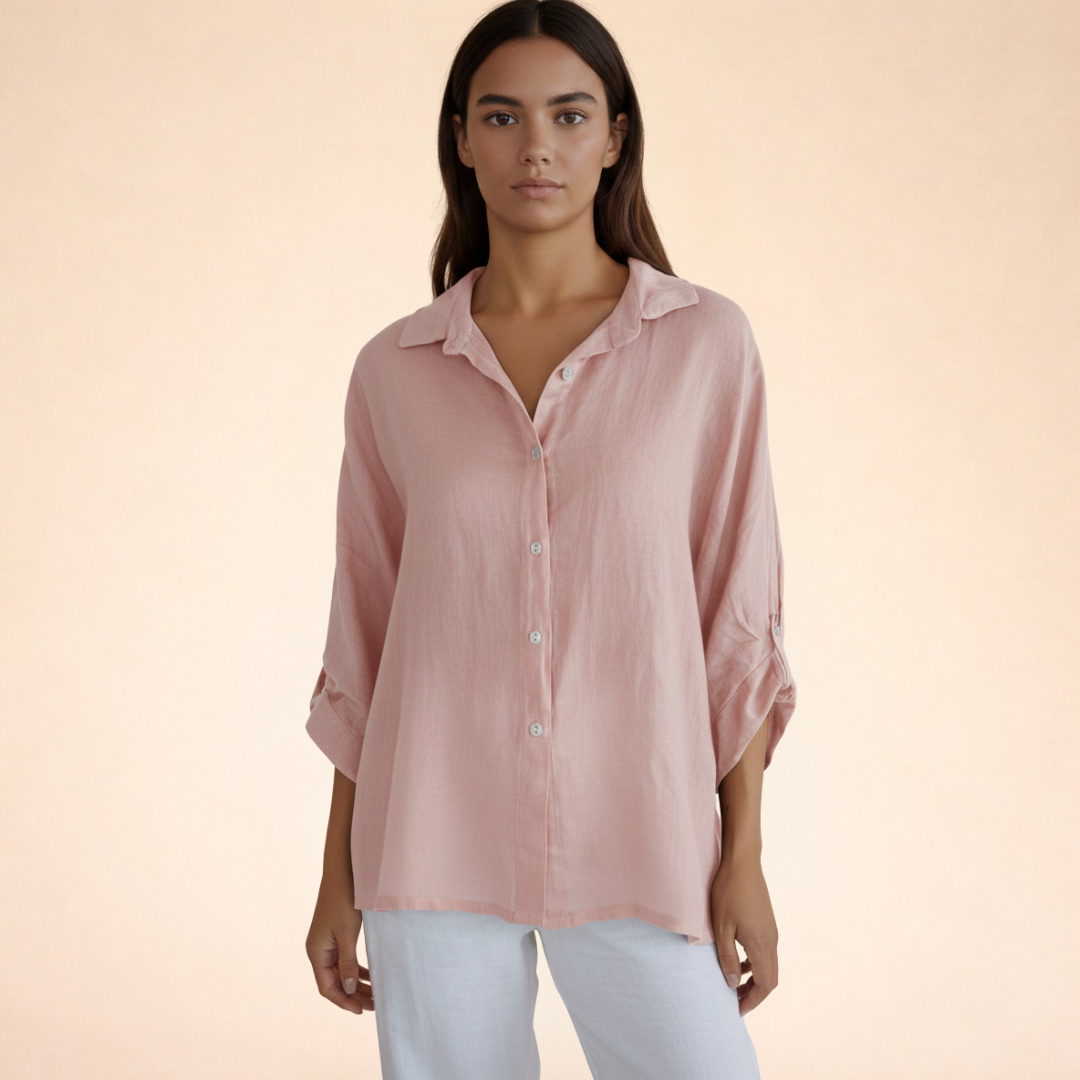 Women's Blouse | Oversized Linen Button-Up Shirt