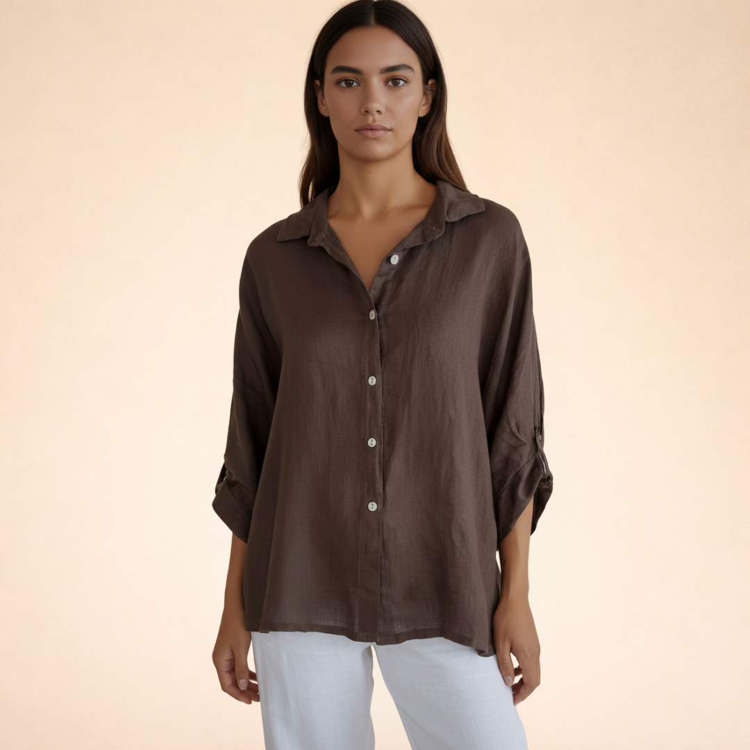 Women's Blouse | Oversized Linen Button-Up Shirt