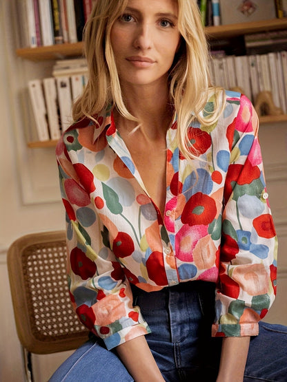 Women's Blouse | Painted Floral Button-Down
