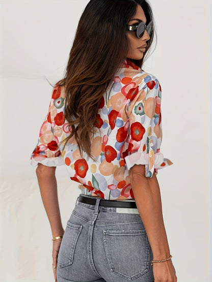 Women's Blouse | Painted Floral Button-Down