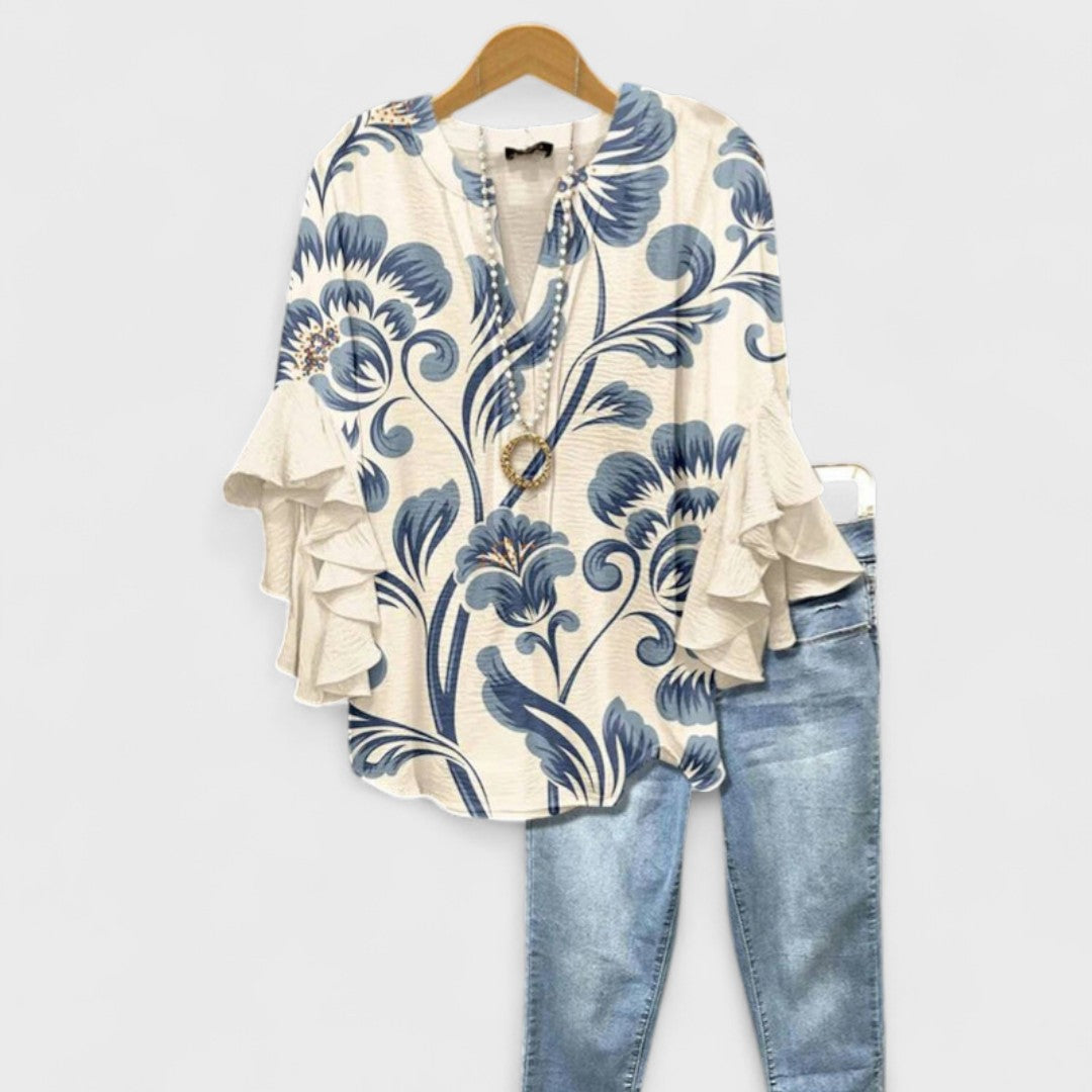 Women's Blouse | Ruffle Sleeve Floral Print