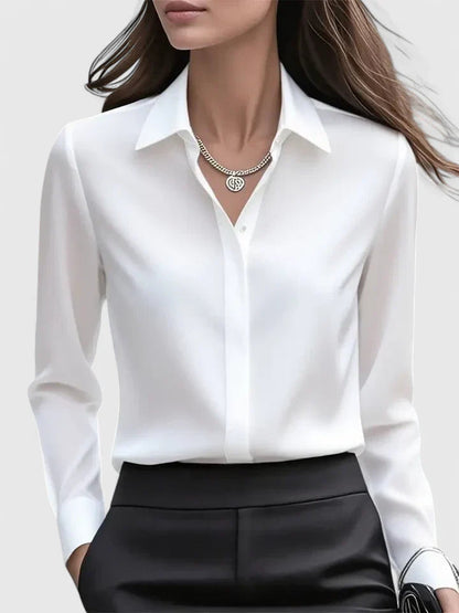 Women's Blouse | Satin Finish Button Through Shirt