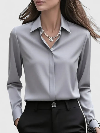 Women's Blouse | Satin Finish Button Through Shirt