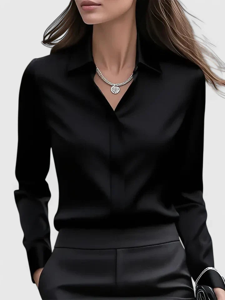 Women's Blouse | Satin Finish Button Through Shirt