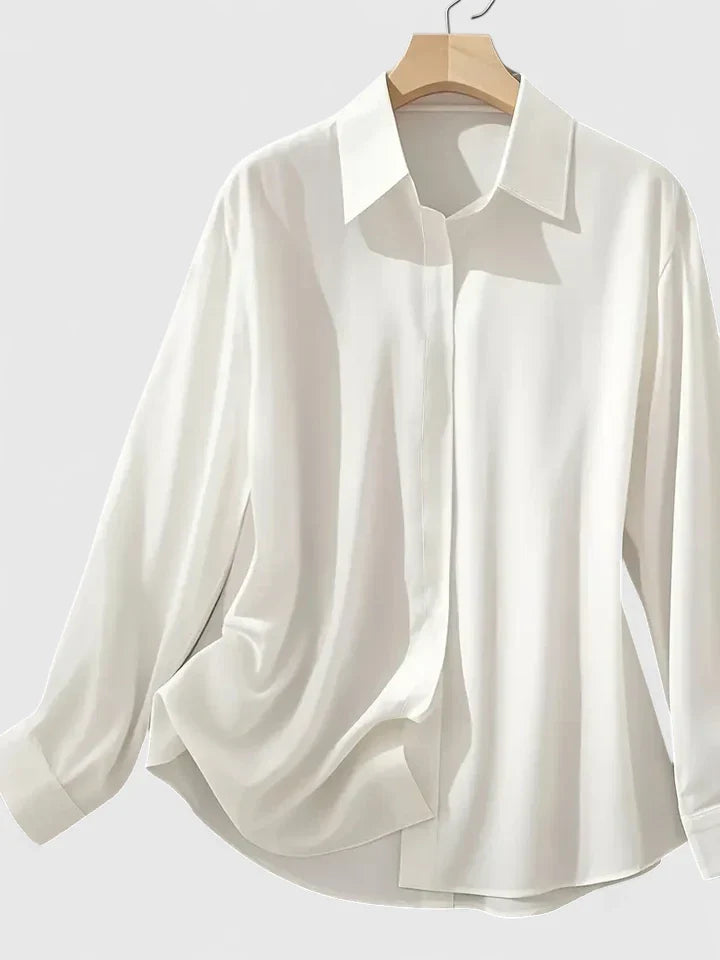 Women's Blouse | Satin Finish Button Through Shirt