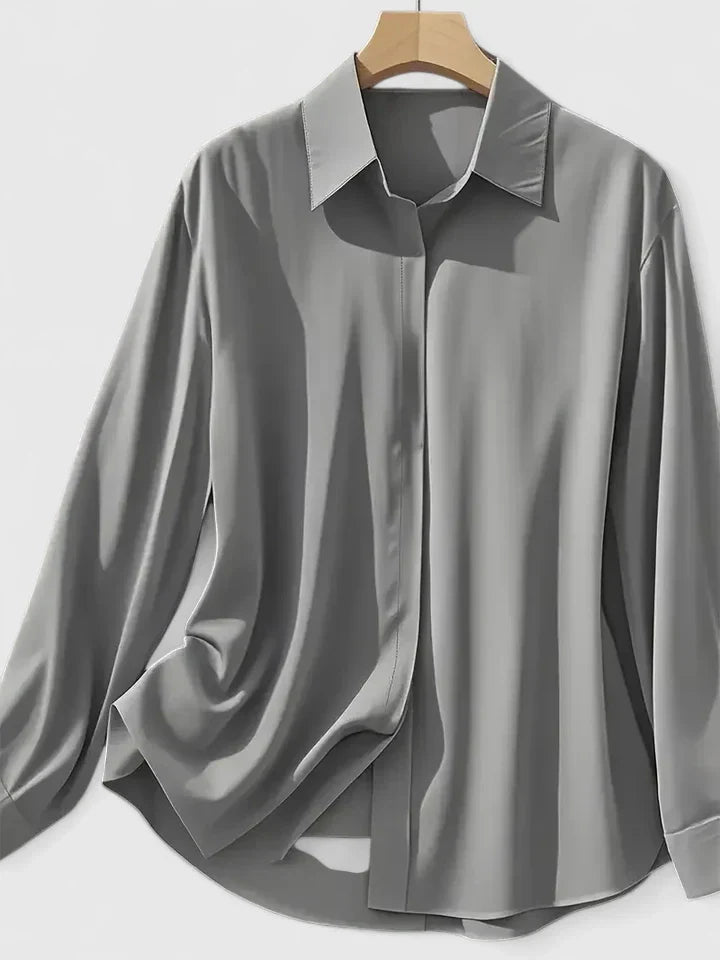 Women's Blouse | Satin Finish Button Through Shirt