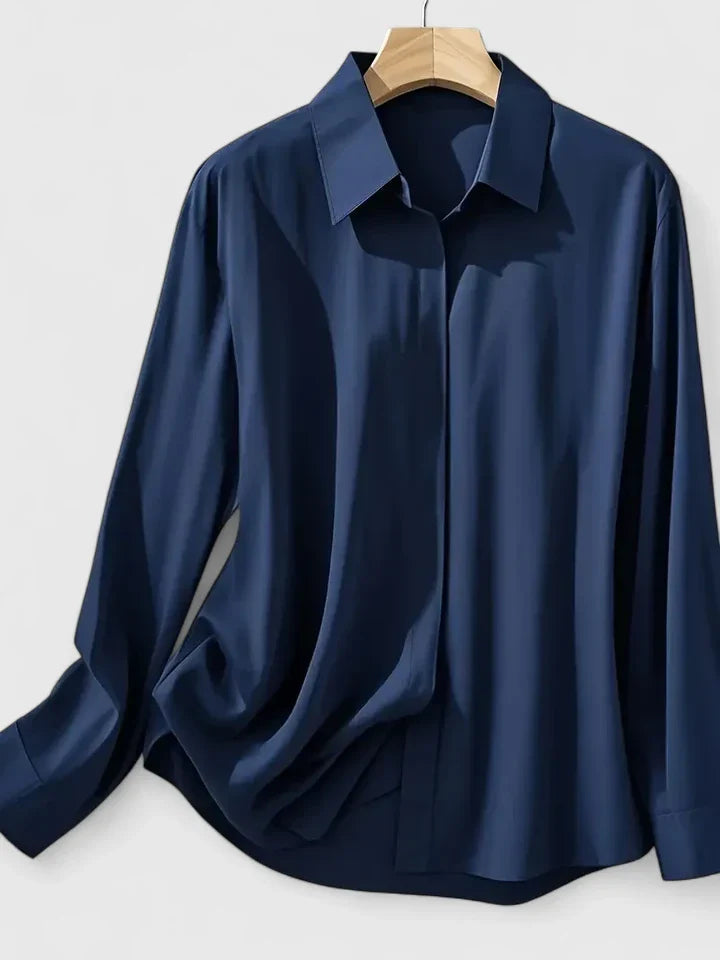 Women's Blouse | Satin Finish Button Through Shirt